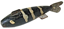 Ant Black and White Wide Striped Hand Carved + Painted Ice Spear Fishing Decoy