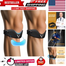 Silicone Patellar Tendon Support Strap 2-Pack, Knee Brace for Women Men, Adju...