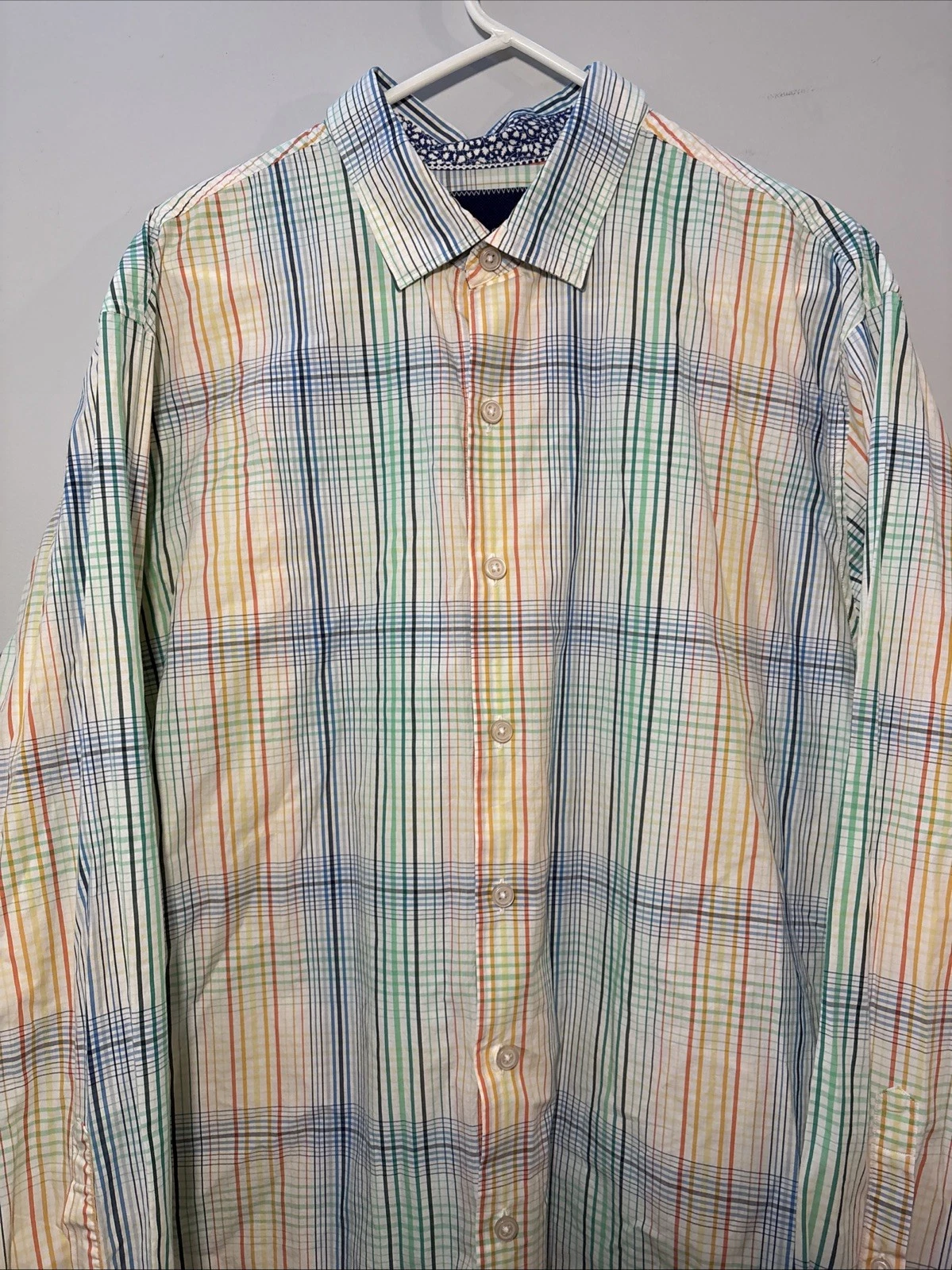 Men’s Tommy Bahama Button Down Collared Shirt Colorful Check Print Size XL