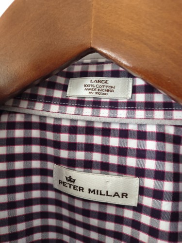 Peter Millar Mens Large Checkered Button Down Long Sleeve Shirt - Picture 4 of 6