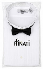 New Men's Ffinati Wing Tip Tuxedo Shirt with Bow Tie Pintuck Pleats Size 2XL