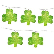 St. Patrick's Day Lights 6.9FT 10 LED Shamrock String Lights with Timer Lucky