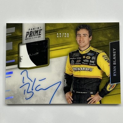 2018 Panini Prime #SS-RB Ryan Blaney Signature Swatches #/39