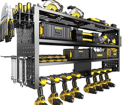 RacKeaLsi Large Power Tool Organizer Wall Mount 4 Layer Garage Storage Cordless