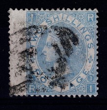 Stamp GB QV 1867 2s Milky Blue Sg 120b Used Wmk Spray