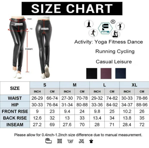 Damen PU-Leder Yoga Leggings Fitness Glanz Schlank Wet-Look Hose Optik Licht DE - Bild 13 von 16
