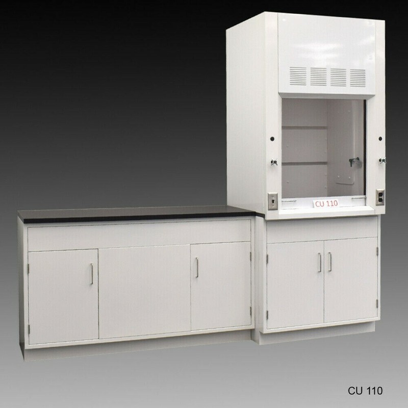 Fisher American 3' Fume Hood w/ General Storage &5' Laboratory Cabinet / E2-213