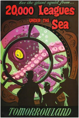 Disneyland Attraction Poster - 20,000 Leagues Under the Sea, Vintage