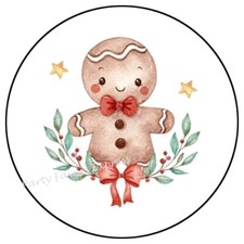 WATERCOLOR GINGERBREAD MAN CHRISTMAS ENVELOPE SEALS LABELS STICKERS PARTY FAVORS