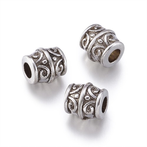 20pcs Tibetan Silver Barrel Metal Beads Nickel Free Loose Spacers 8mm