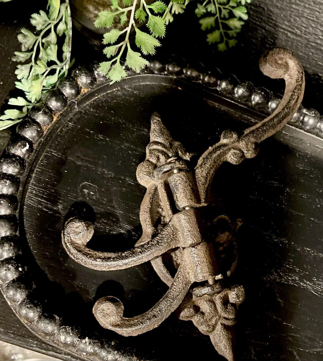 Cast Iron Swivel Pivot Hook Vintage Antique Wall Hook Swing 3- Arm