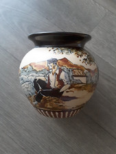 Ciboure vase en grès décor basque signé Le Corrone