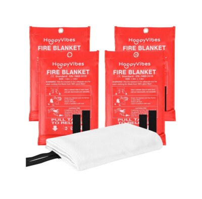  Fire Blanket for Home and Kitchen - Safety Fiberglass Emergency Fire 4 pack