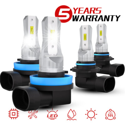 9005 + H11 LED Headlight Combo Kit - Super Bright 6000K White High/Low Beam Bulbs | 5000LM, 5-Year Warranty