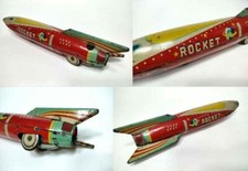 Vintage 1950 Spaceship Rocket Tin Toys Games Toys And Goods Rare Item Used