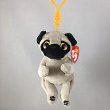 Ty Beanie Baby Bellies - IZZY the Pug Dog Plastic Key Clip - 4 Inch Plush Toy