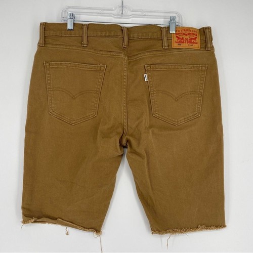Levis Shorts Mens 40x11 Brown Denim 511 Jorts Jean Raw Hem Cotton White Tab - Picture 9 of 15