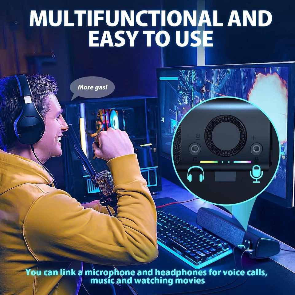 Lautsprecher Soundbar PC Computer Monitor Boxen Box 3,5mm AUX USB B467 - Bild 4 von 4