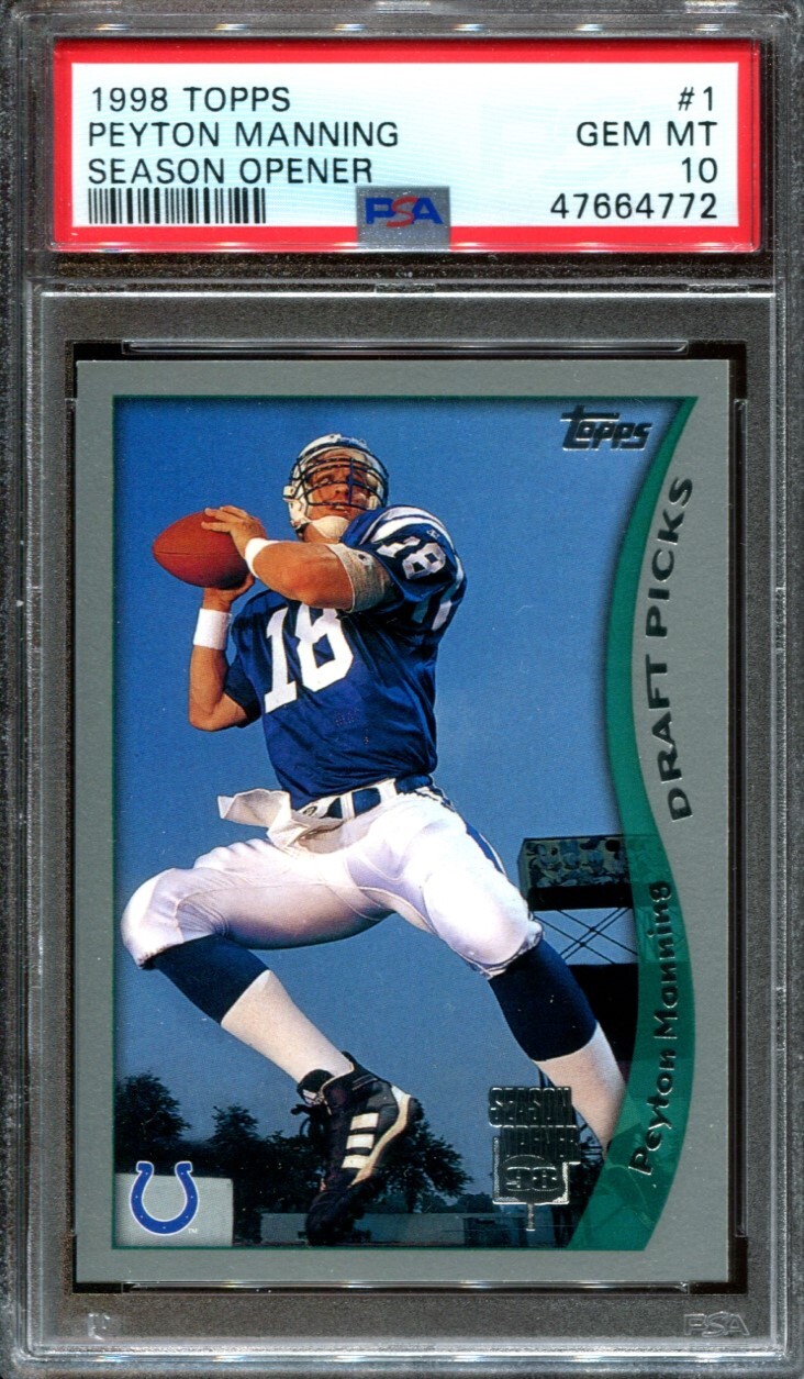 1998 Topps Season Opener Peyton Manning #1 Rookie RC PSA 10 view 1