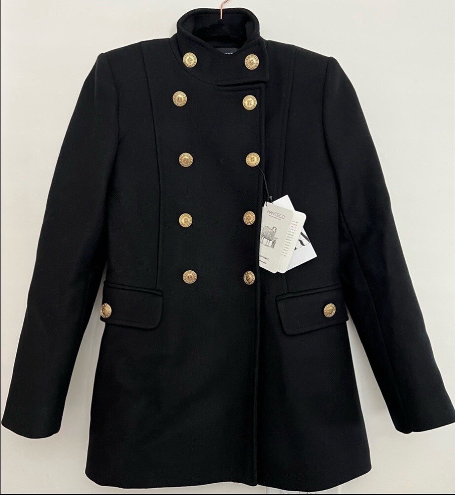 Zara GOLD BUTTON WOOL BLEND MANTECO COAT BLACK size XS | eBay Zara GOLD BUTTON WOOL BLEND MANTECO COAT BLACK size XS | eBay