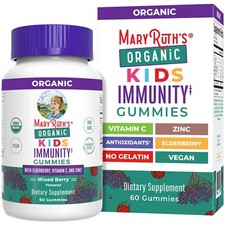 Kids Immunity Gummies 60 Count Organic Elderberry Vitamin C Zinc Support Health