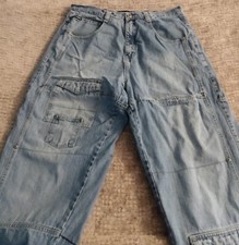 Vintage Southpole Baggy Jeans Size 38 Distressed Pockets Patchwork Rare