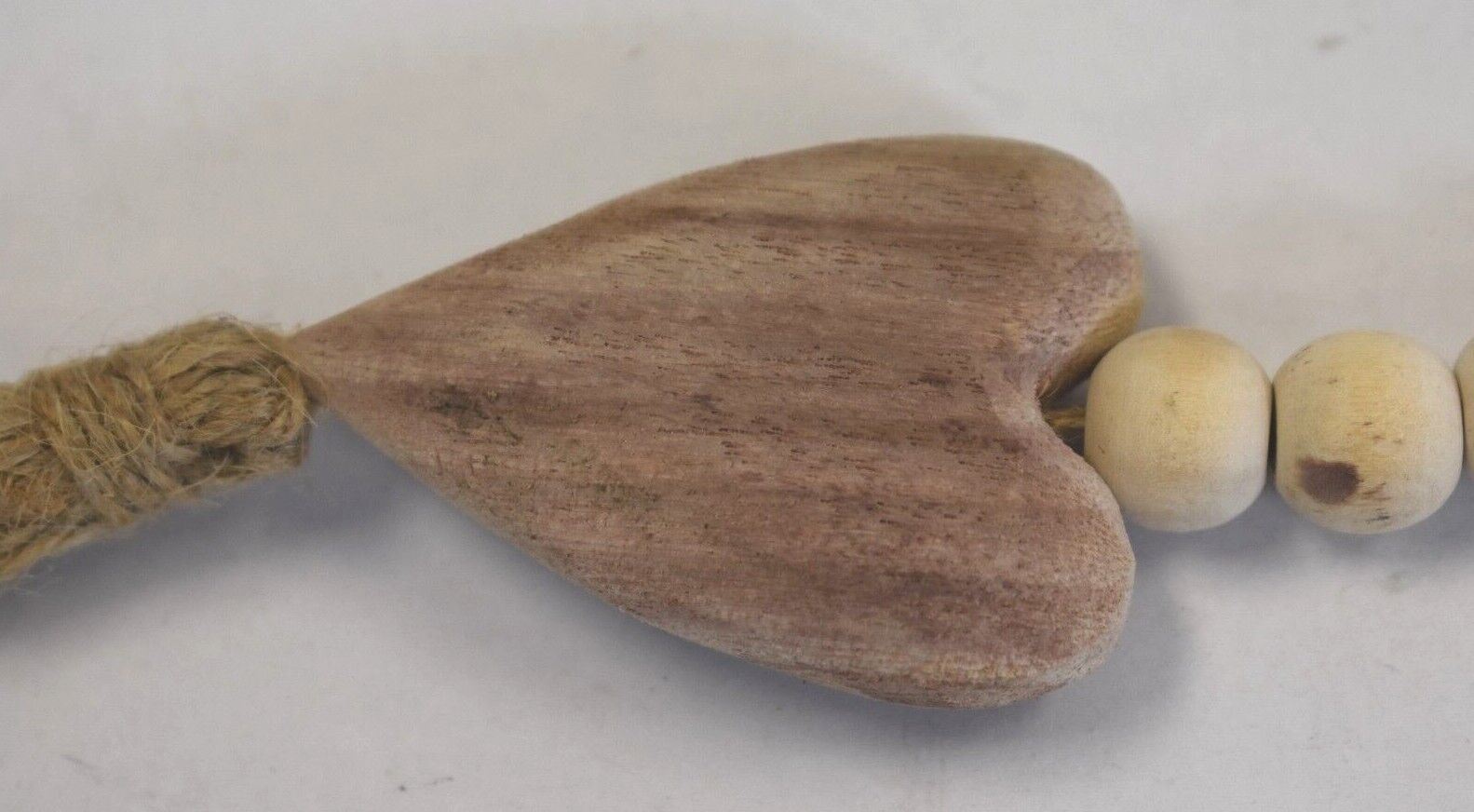 Creative Co-Op Paulownia Wood Beads w Heart Pendant & Jute Tassel DF2773