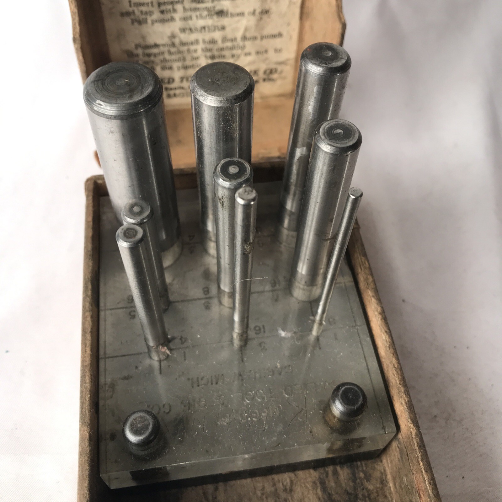 Vintage Shim Stock Punch & Die Set, Allied Tool & Die Saginaw MI 1/83/