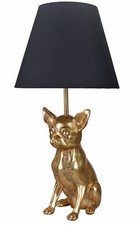 Lampada Decorativa Chiwawa Oro Nero da Tavolo Luce Figurine Del Cane