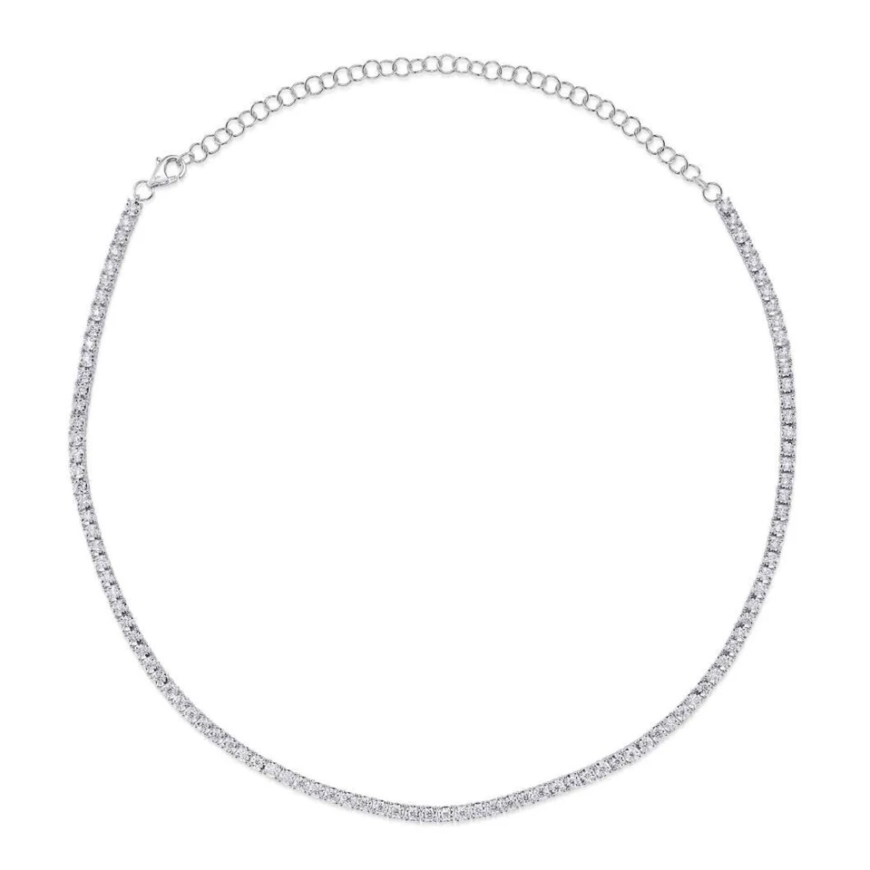 Brazalete de tenis de diamantes o collar gargantilla de oro blanco de 14 quilates desgaste como ambos naturales Foto 3 de 3