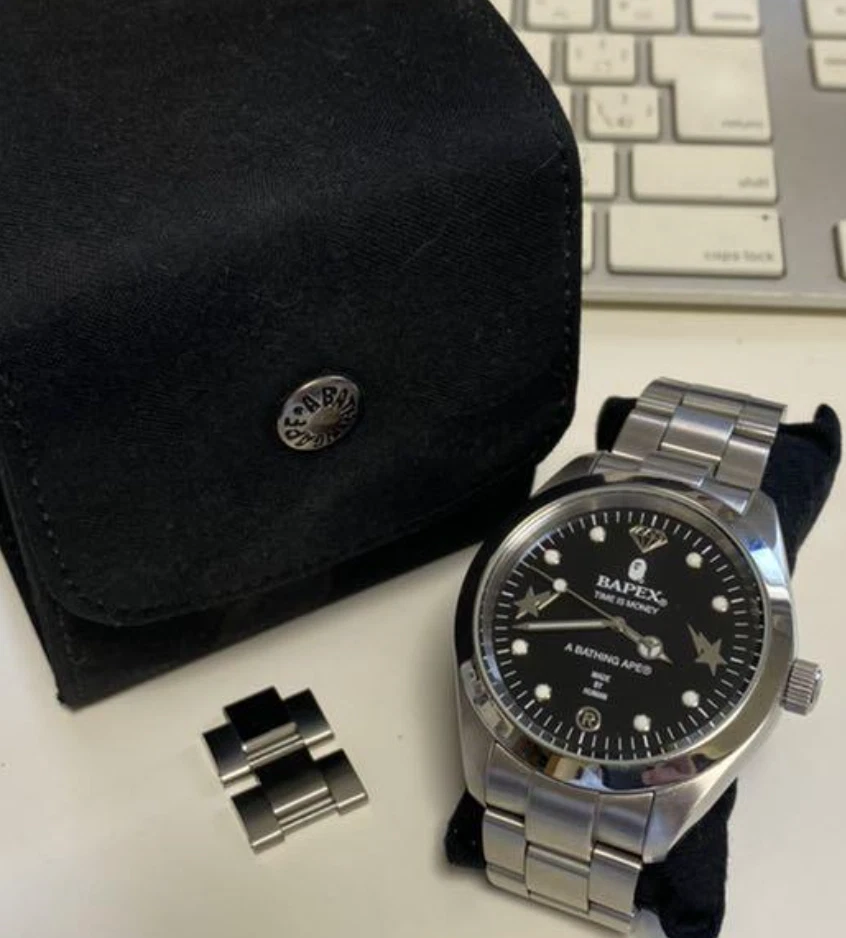 A BATHING APE BAPEX Big Face Automatic Watch BAPESTA Dial Black Explorer I type