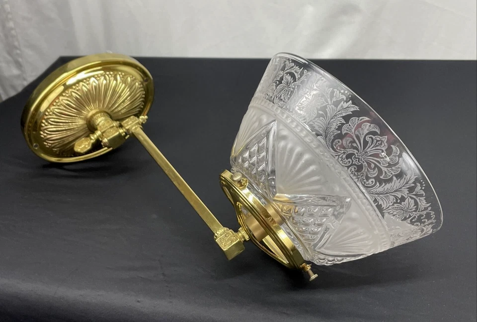 CONVERTED Antique Vtg Gas Wall Sconce Mission Arts & Crafts Deco Victorian Brass - Image 3 of 4