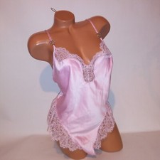 Victoria Secret Lingerie Teddy Bodysuit One Piece Large Light Pink Lace Trim