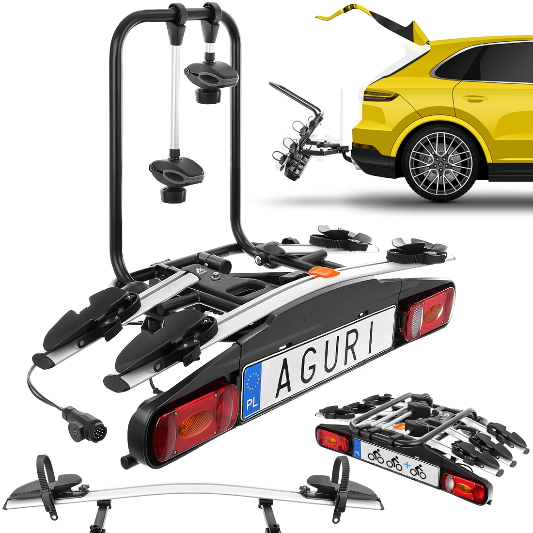Bike Carrier Towbar Mounted for 3 bikes Aguri Active Bike 2 SILVER