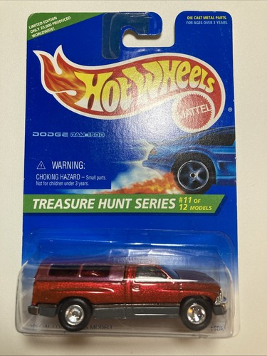 HOT WHEELS #438 1996 TREASURE HUNT DODGE RAM 1500 PICKUP TRUCK RED REAL RIDERS
