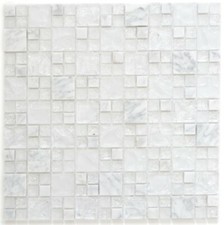 Mosaico Tessere traslucido composito vetro Stone bianco 87-v1411_f | 10 foglie