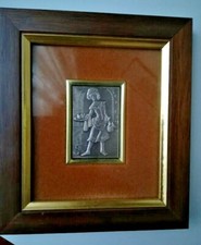  Piccolo quadretto che incornicia lastra d'argento lavorata a mano