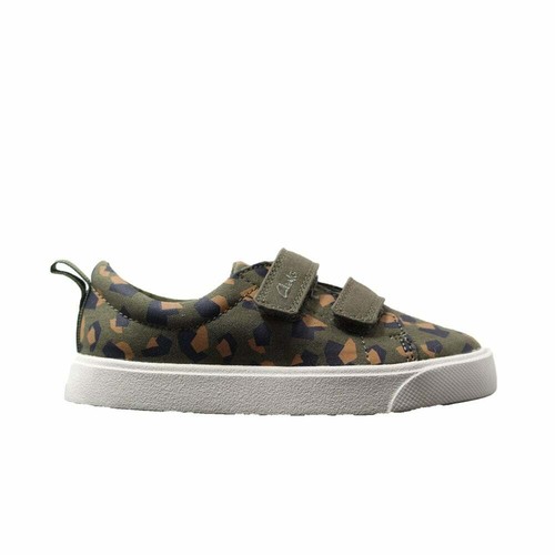 clarks junior city bright riptape trainers