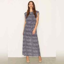MICHAEL MICHAEL KORS Blue Zephyr Reptile Print Maxi Dress Size L