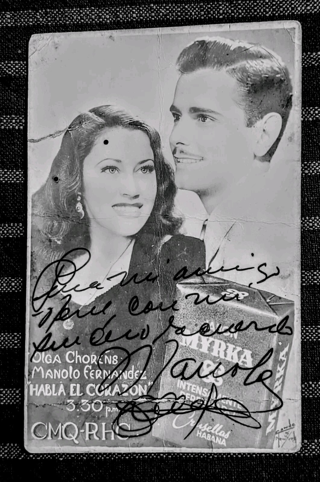 Cuba CRUSELLAS SOAP Advertising Photo Card Miami Havana CMQ-RHC MANOLA FERNANDEZ