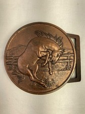 Bucking Bronco Western Belt Buckle Vintage Solid Metal 3" Unbranded