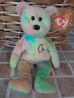 Ty Beanie Baby multi color tie dye 1996 with tag protector orange and green legs