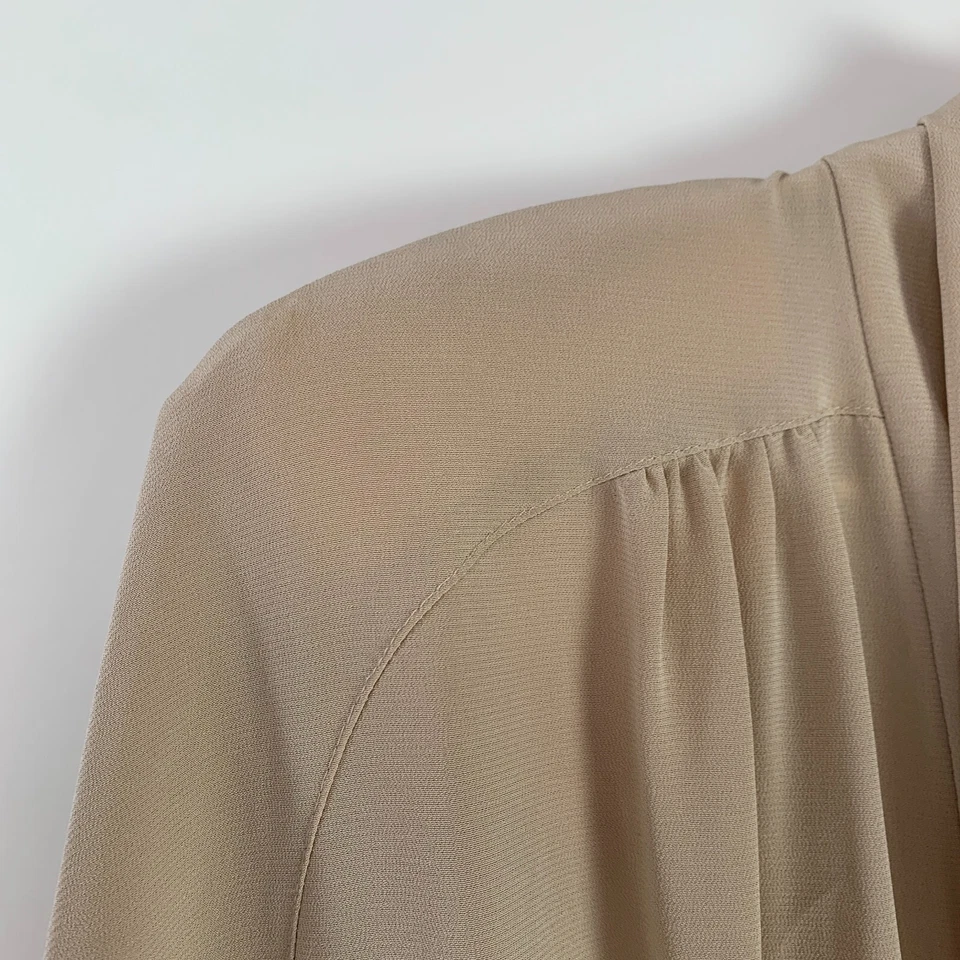 Adolph Schuman For Lilli Ann Tan Flowy Secretary Cocktail Dress Chest 40" Union - Image 3 of 4