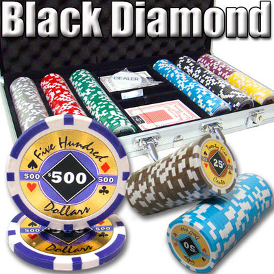 NEW 500 PC Black Diamond 14 Gram Clay Poker Chips Set Aluminum Case Pick Chips