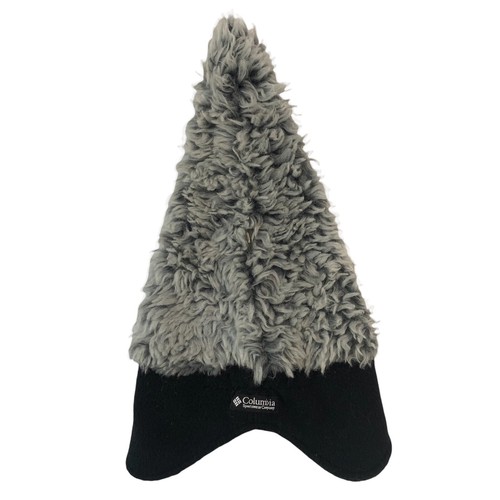 Columbia Slouch Hat Youth Small Medium Gray Faux Fur Black Fleece Elf Beanie