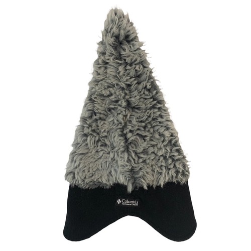 Columbia Slouch Hat Youth Small Medium Gray Faux Fur Black Fleece Elf Beanie - Afbeelding 1 van 7