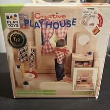 Plan Toys Creative Playhouse Bathroom 9702 Wooden Dollhouse Furniture Play Scene