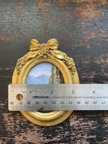 Yosemite Framed Print Oil Painting Ceramic Oval Gold Frame Plaque Vintage Art - Picture 5 of 5