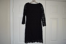 Women's Size 6 Tiana B. Black Long Sleeve Lace Overlay Dress Knee Length