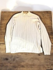 Izod Beige Mock Neck Sweater, 100 Cotton, Men  s Small
